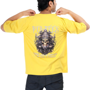 Men's Pirates Printed Oversized Round Neck T-shirt