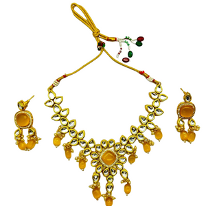 Kundan Gold Tone Stone Necklace with Earring