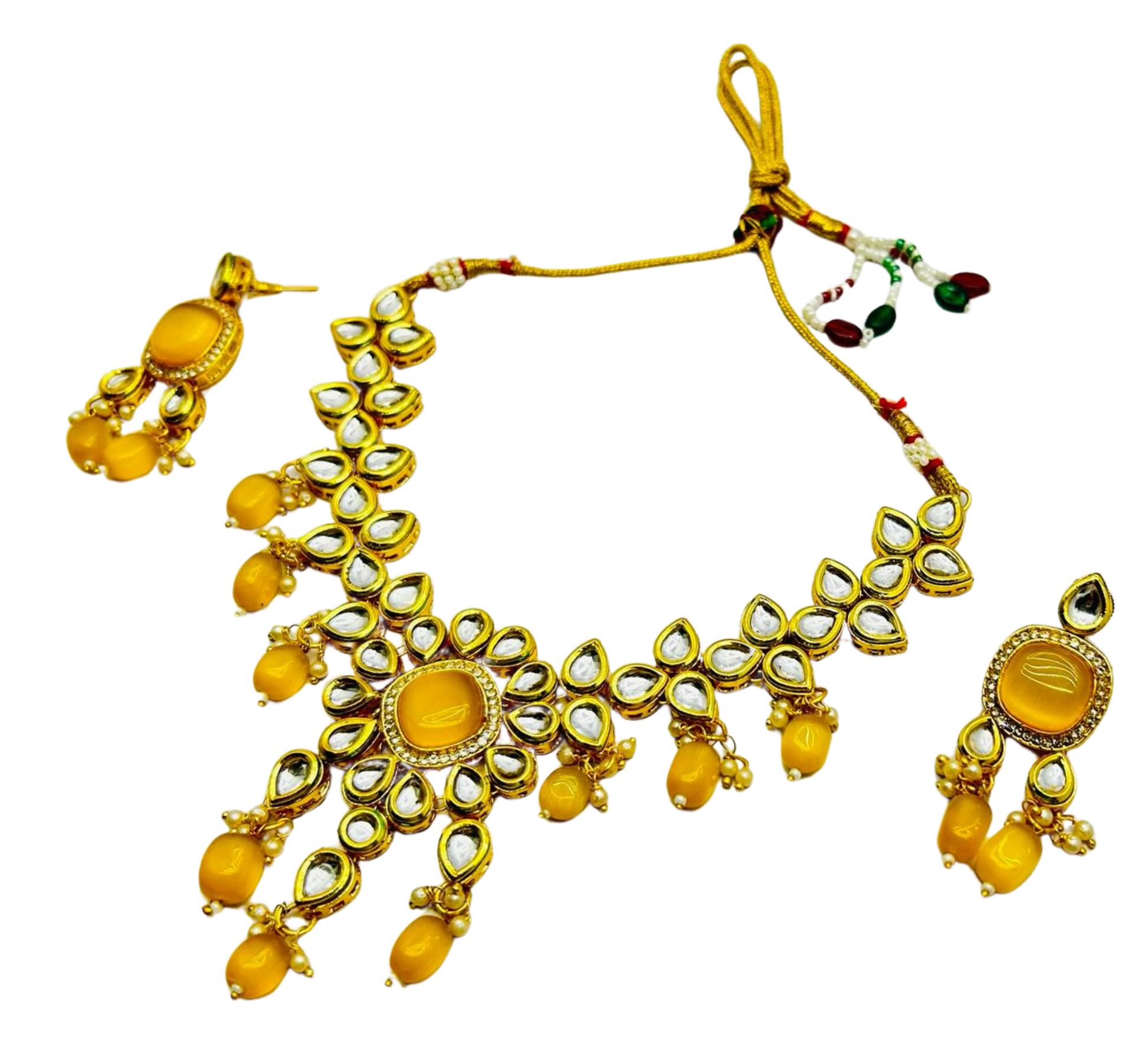 Kundan Gold Tone Stone Necklace with Earring