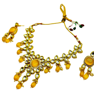 Kundan Gold Tone Stone Necklace with Earring