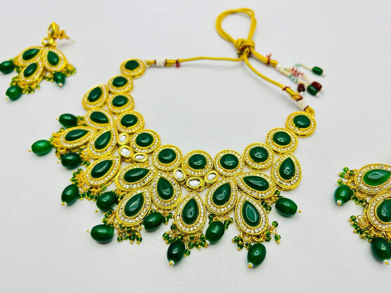 Kundan & Pearls Drop Necklace with Earring Set