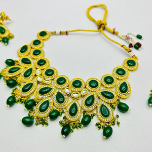 Kundan & Pearls Drop Necklace with Earring Set