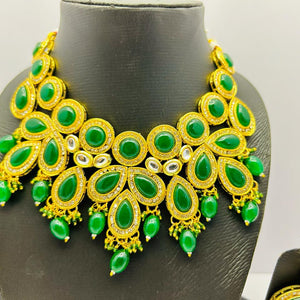 Kundan & Pearls Drop Necklace with Earring Set