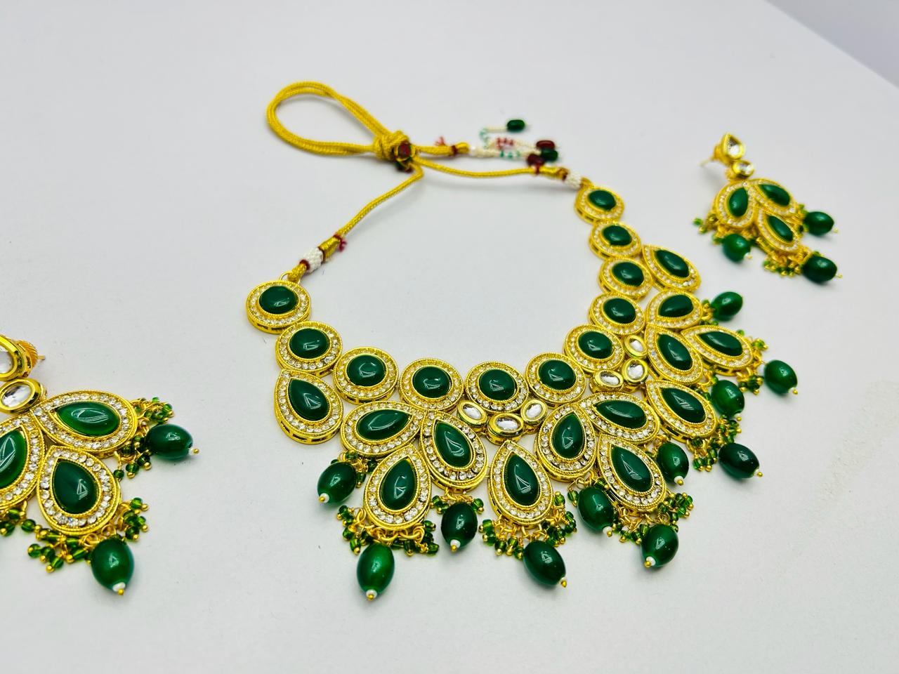 Kundan & Pearls Drop Necklace with Earring Set