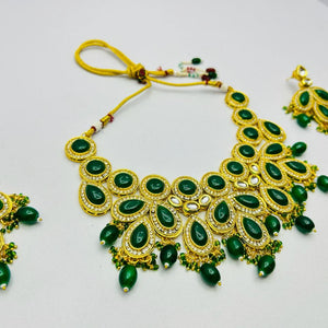 Kundan & Pearls Drop Necklace with Earring Set