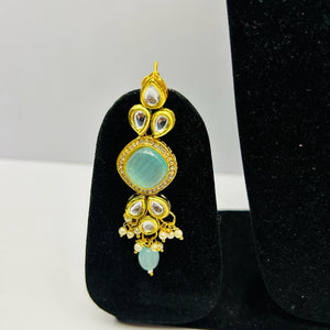 Kundan Gold Tone Stone Necklace with Earring & Mangtika