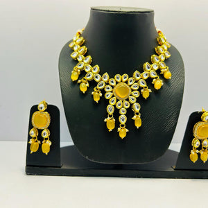 Kundan Gold Tone Stone Necklace with Earring