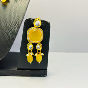 Kundan Gold Tone Stone Necklace with Earring