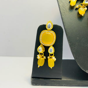 Kundan Gold Tone Stone Necklace with Earring