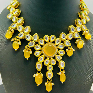 Kundan Gold Tone Stone Necklace with Earring