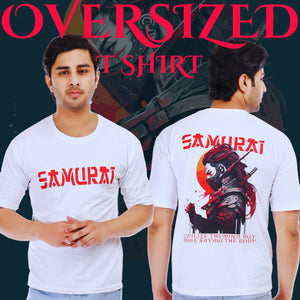 Men's Samurai Printed Oversized Round Neck T-shirt