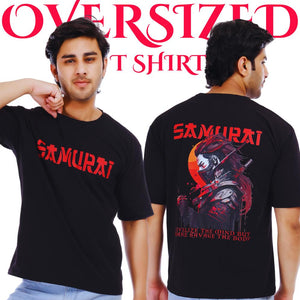 Men's Samurai Printed Oversized Round Neck T-shirt